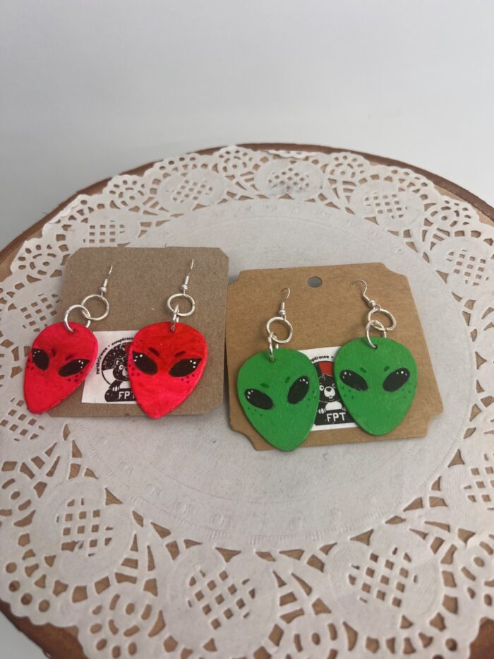 Boucles d'oreilles Cute UFO, Le martien vert !