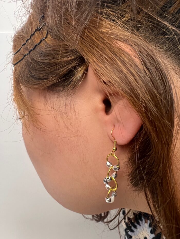 Boucles d'oreilles, chics, argents or, perle – Image 8