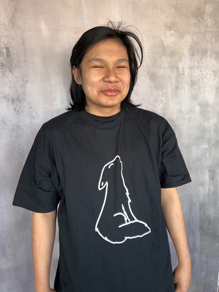 T-shirt petit loup, Louveteau, noir et blanc – Image 3