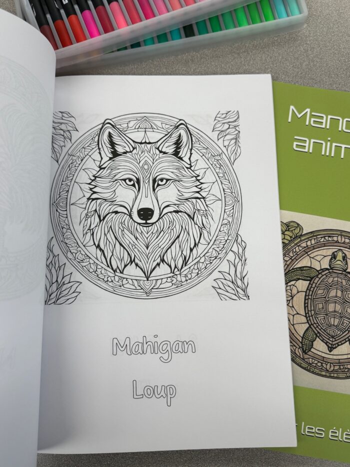 Livre à colorier, Mandalas des animaux, Mots en algonquin – Image 2